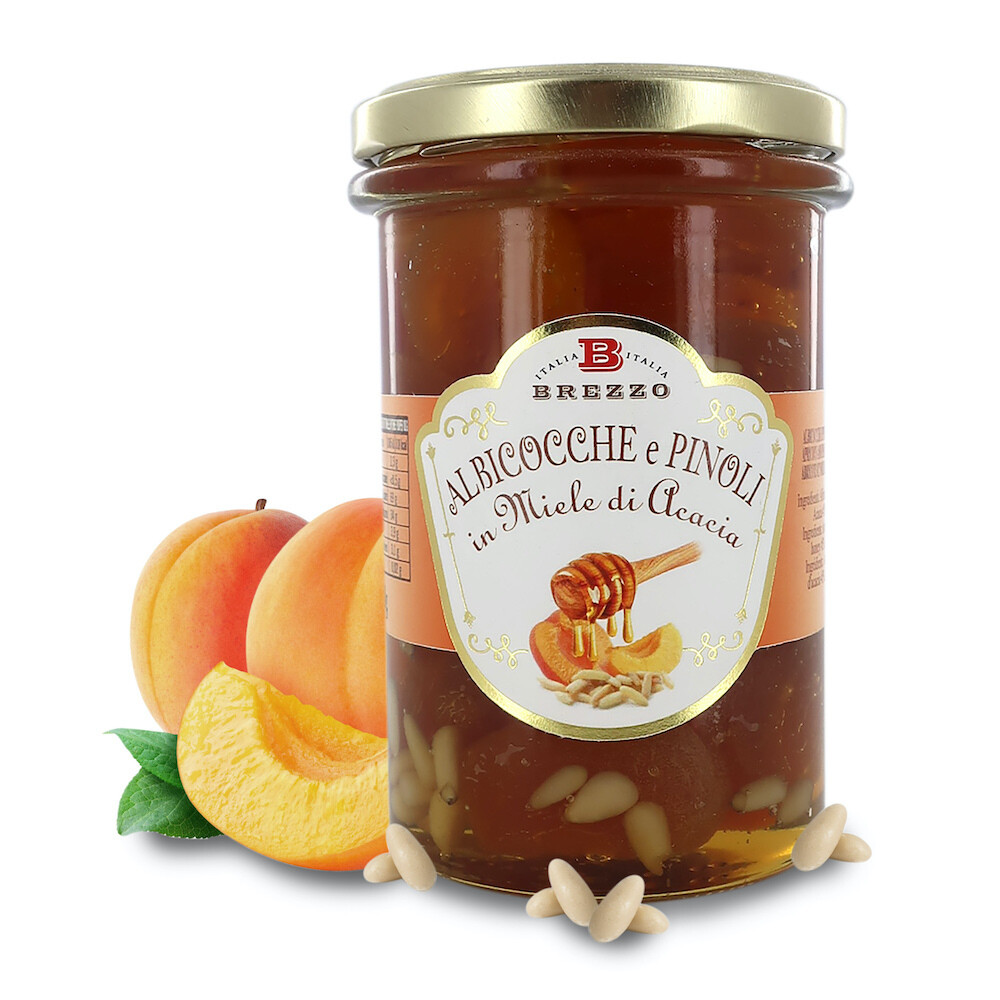 Apricots and pine nuts in acacia honey 380 gr.