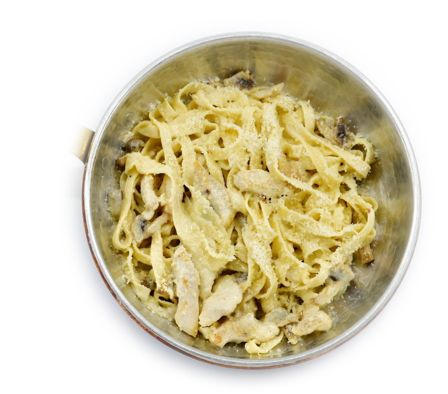 Pasta with chicken and champignons