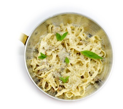 Pasta with boletus mushrooms in cream sauce