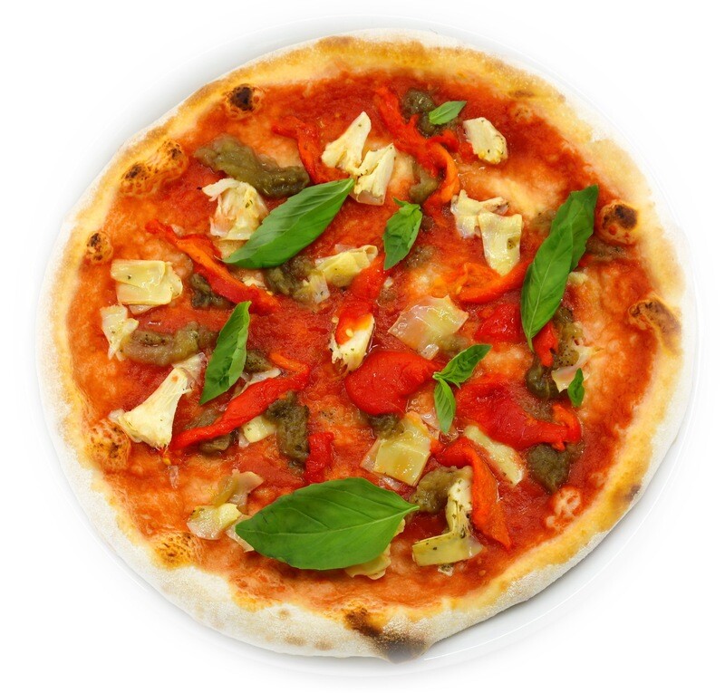 Vegan pizza with eggplants, artichokes and sweet paprika 30 cm