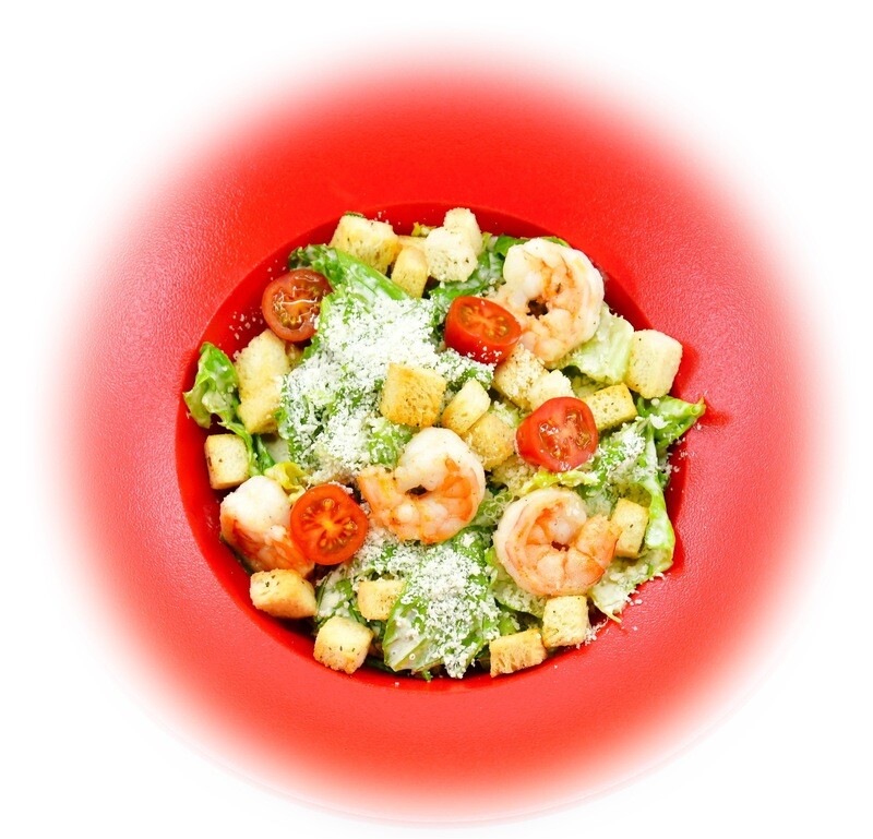 Caesar salad with Argentine tiger prawns