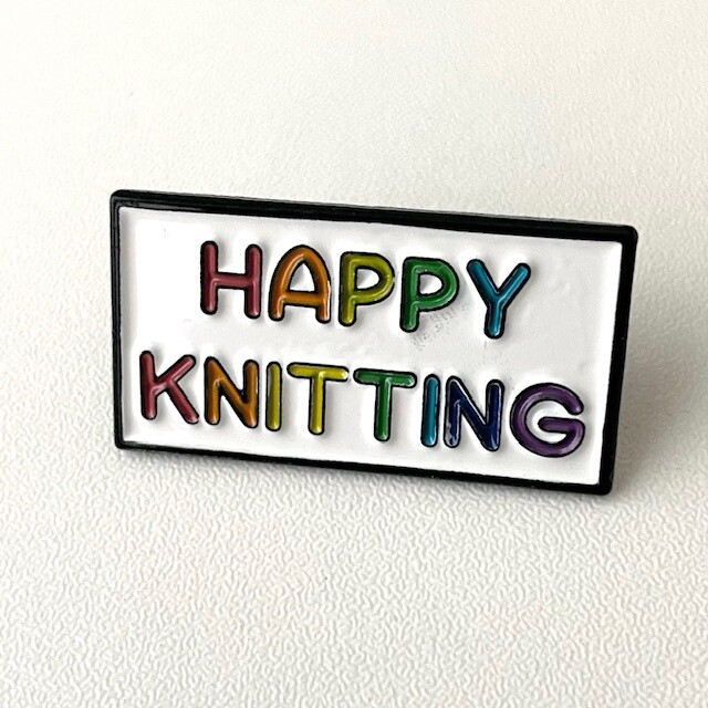 Happy Knitting enamel pin