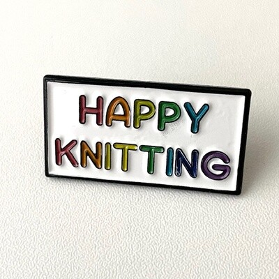 Happy Knitting enamel pin
