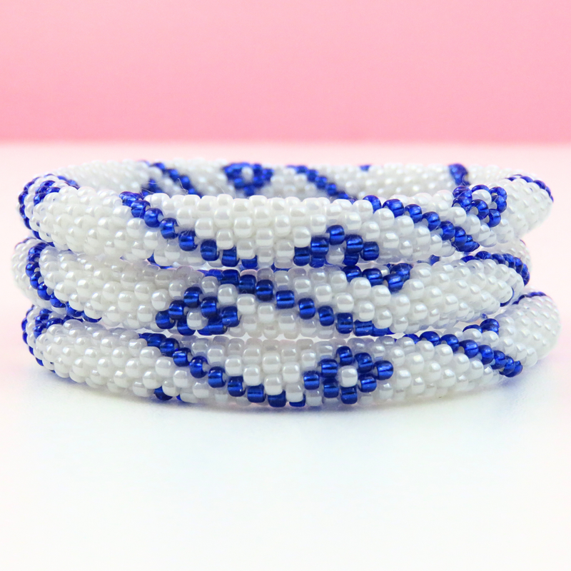 Beaded Bracelets in Blue and White