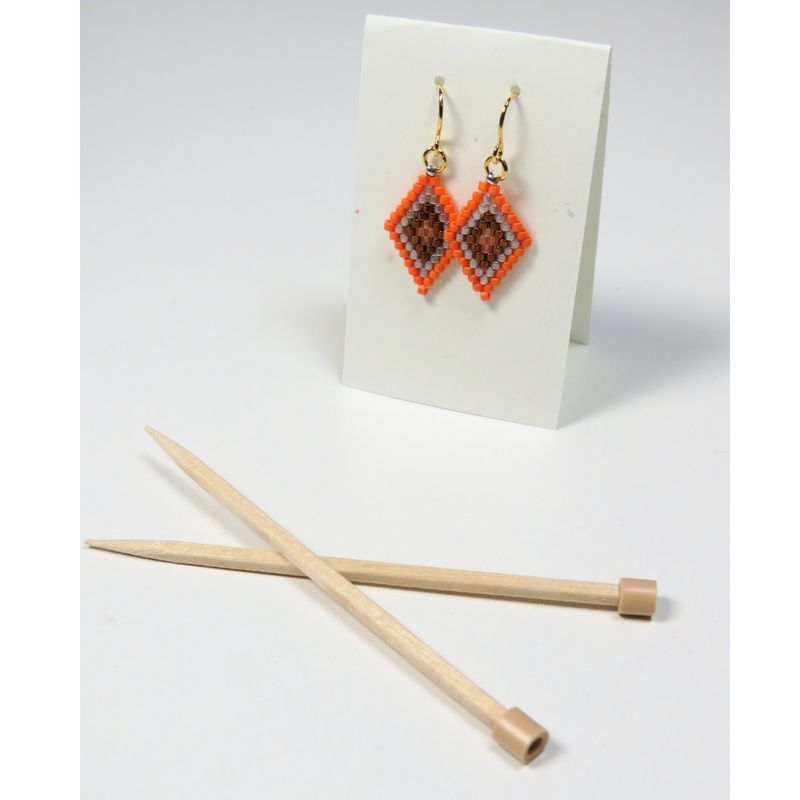 Granny Square Earrings in Orange, Silver, and Brown
