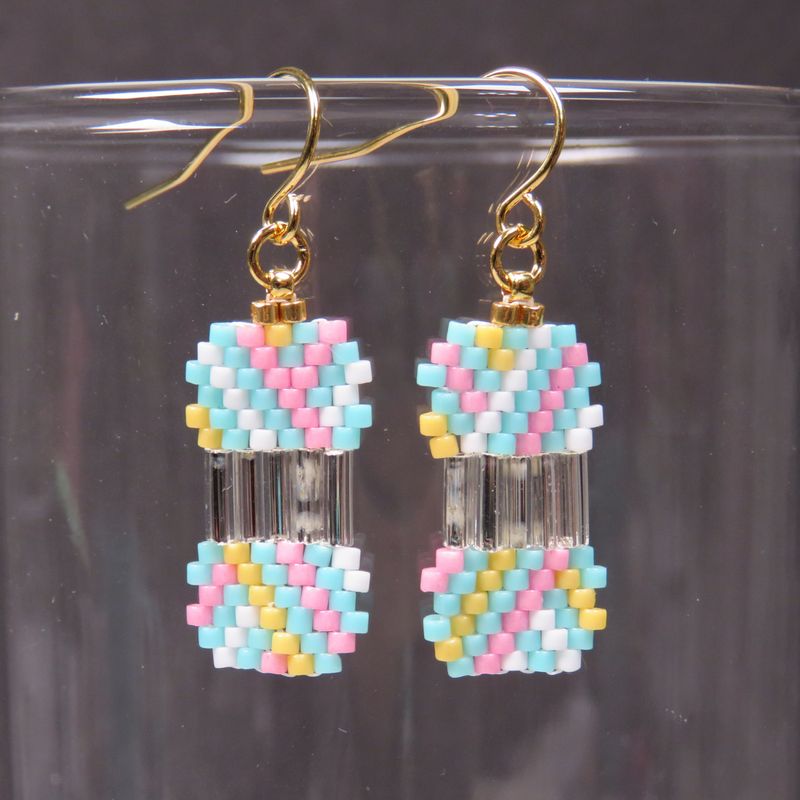 Yarn Ball Earrings in Aqua, Bubblegum, Banana, and White