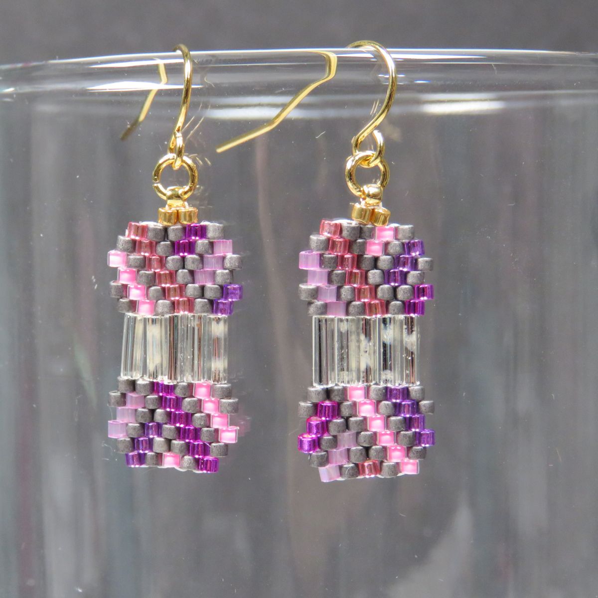 Yarn Ball Earrings in Pinks, Purples, and Matte Gray
