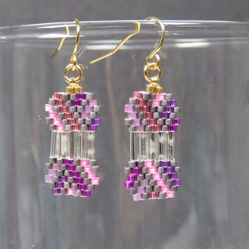 Yarn Ball Earrings in Pinks, Purples, and Matte Gray