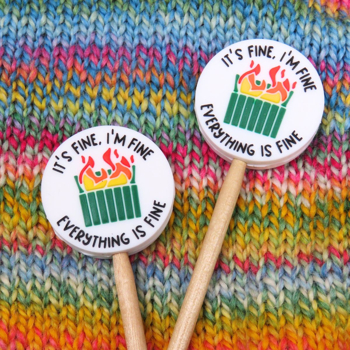 Dumpster Fire Knitting Needle Stoppers
