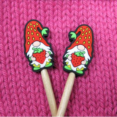 Strawberry Gnome Knitting Needle Stoppers
