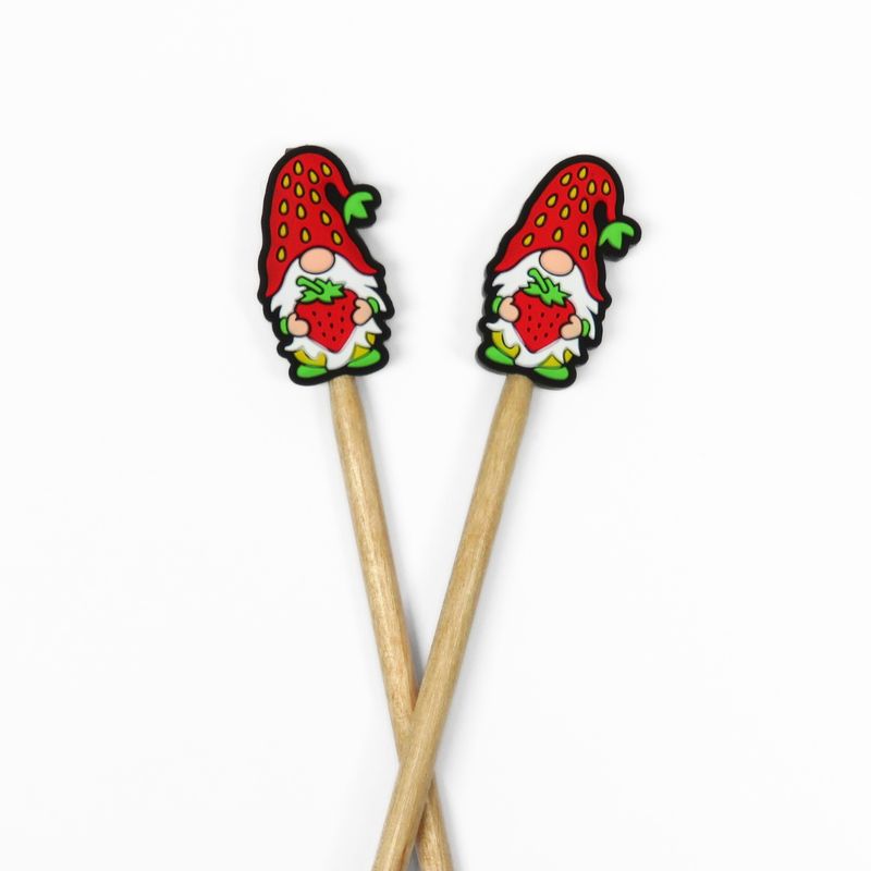 Strawberry Gnome Knitting Needle Stoppers