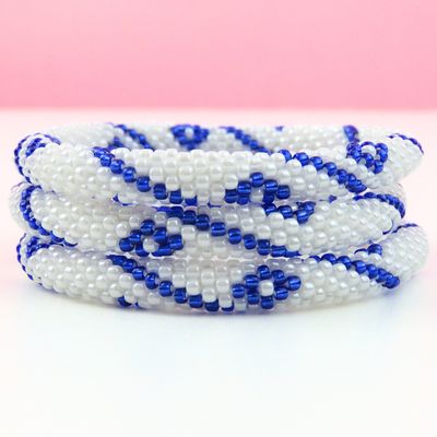 Beaded Bracelets in Blue and White