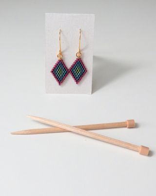 Granny Square Earrings in Jewel-Tone Purple, Blue, and Green