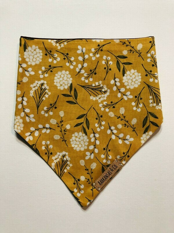 Mustard Floral Snap Dog Bandana