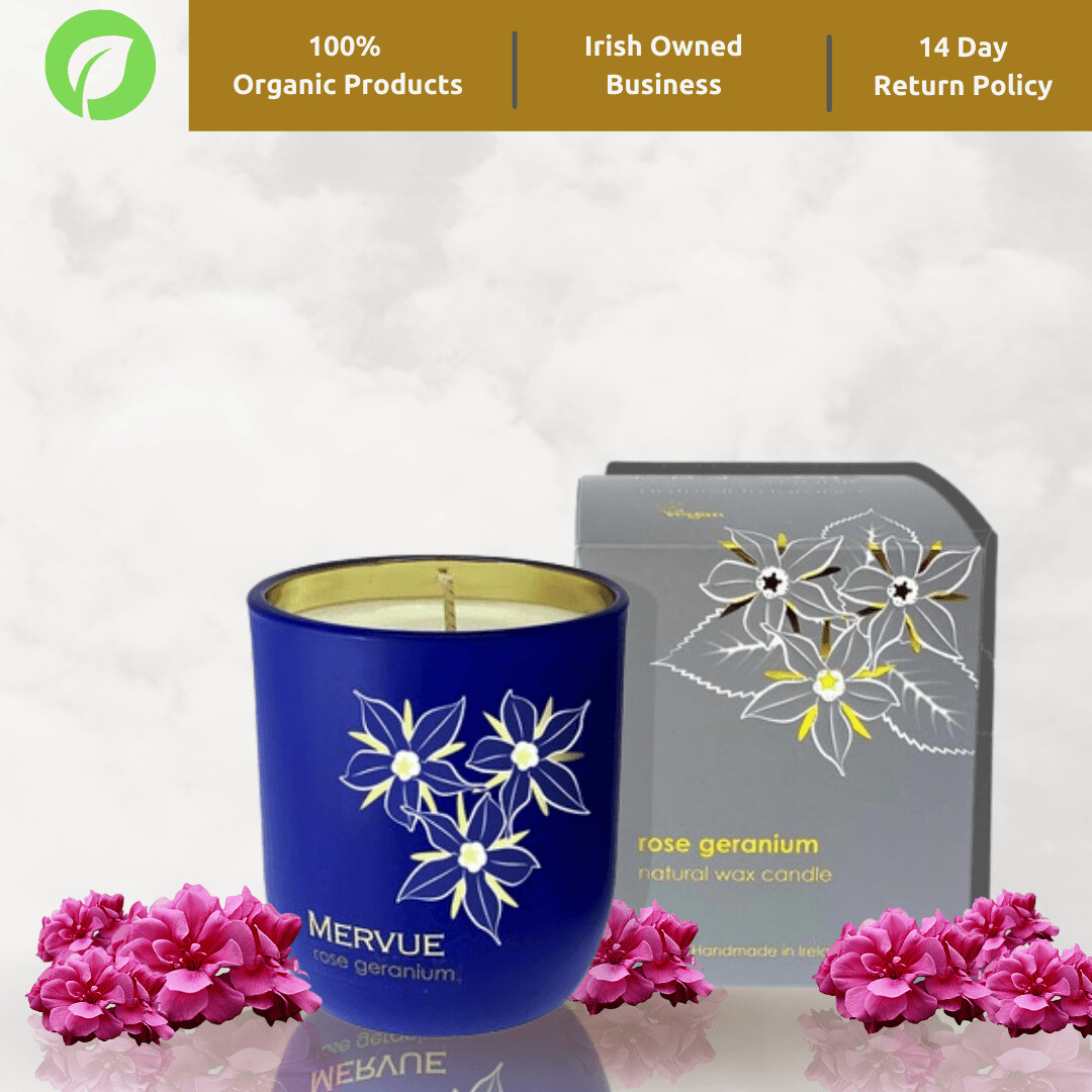 Mervue natural wax candle
rose geranium
180gram / 40 hour