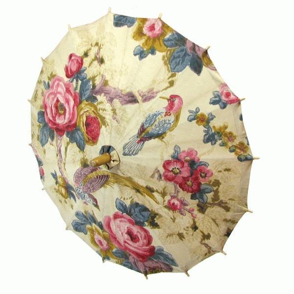 Antique Parasol &quot;Roses and Parrots&quot;