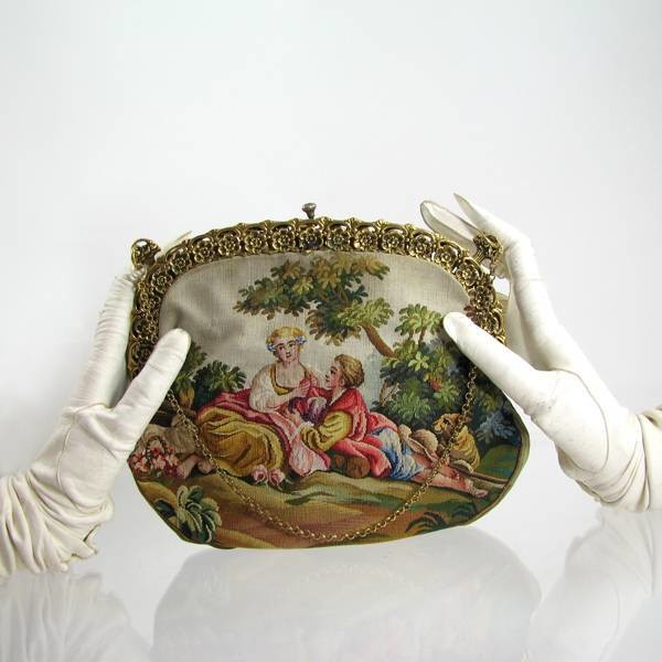 Antique Aubousson Tapestry handbag