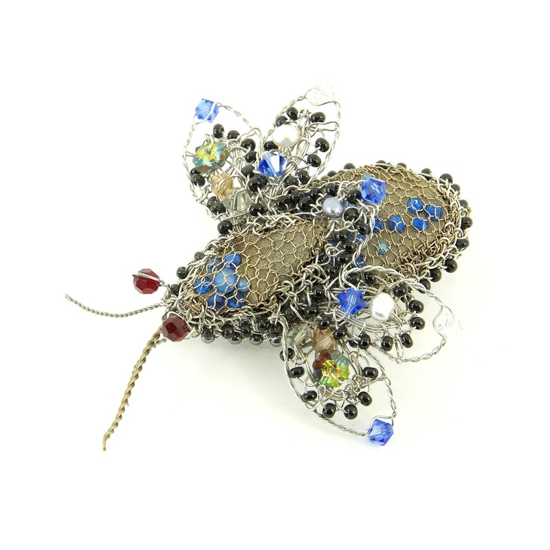 Wirework and Bead bug brooch No.1