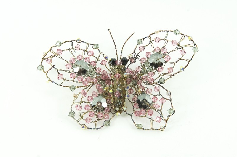 Wirework and Bead Butterfly Brooch No1