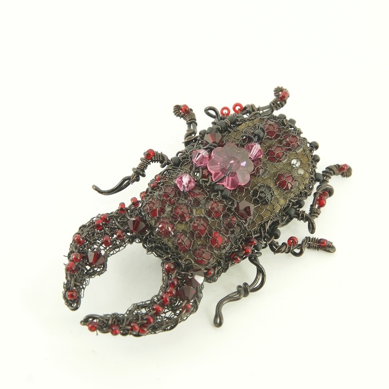Wirework and Bead Bug Brooch No.4