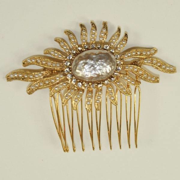 Baroque Pearl and Crystal bridal Hair Comb