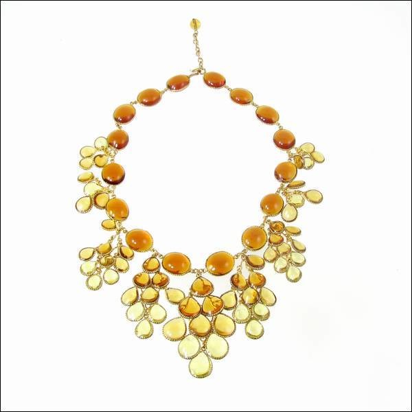 Amber Gripoix Grape Drop Necklace