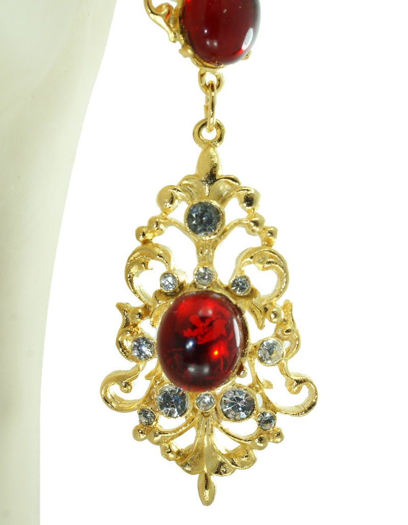 Ruby cabochon earrings