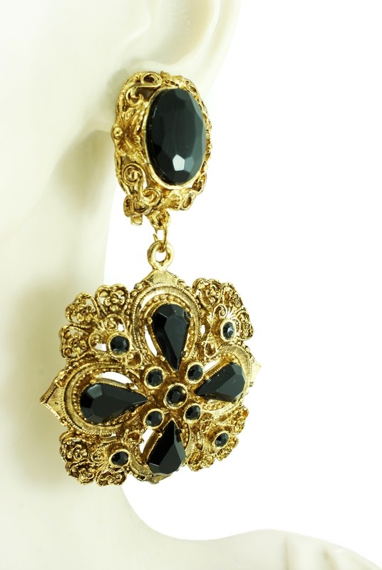 Black crystal earrings