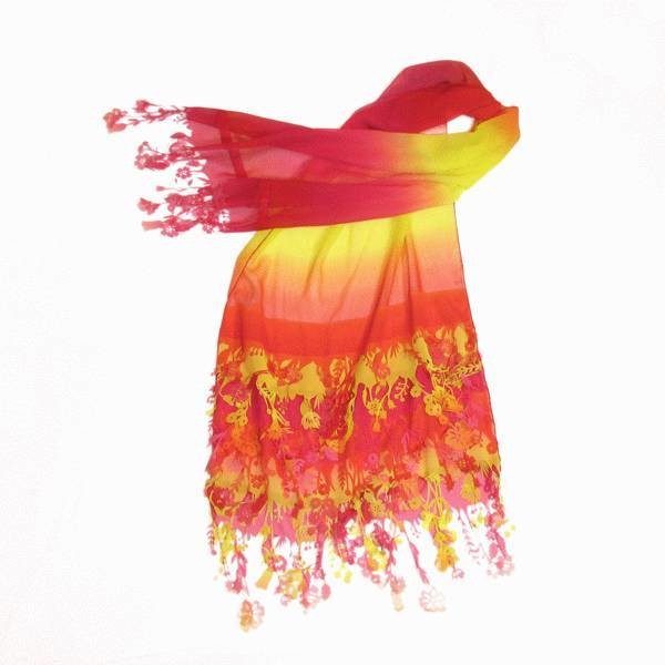 Orange &amp; Yellow Lazer Shawl Scarf