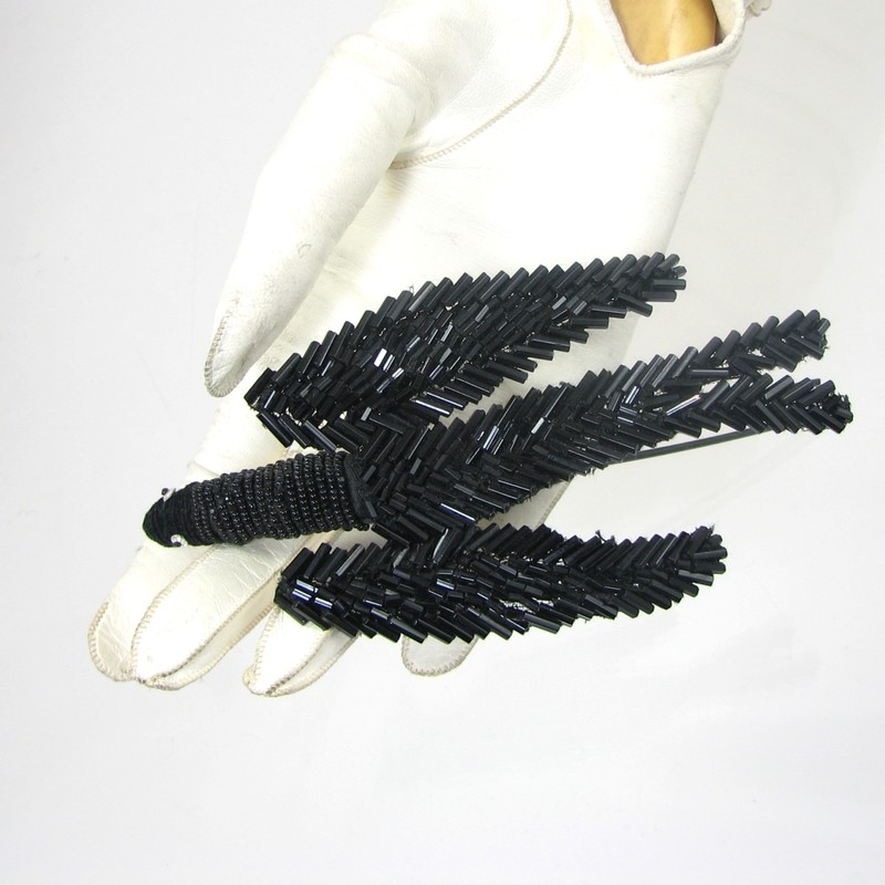 Black Beaded Bird Hairpin