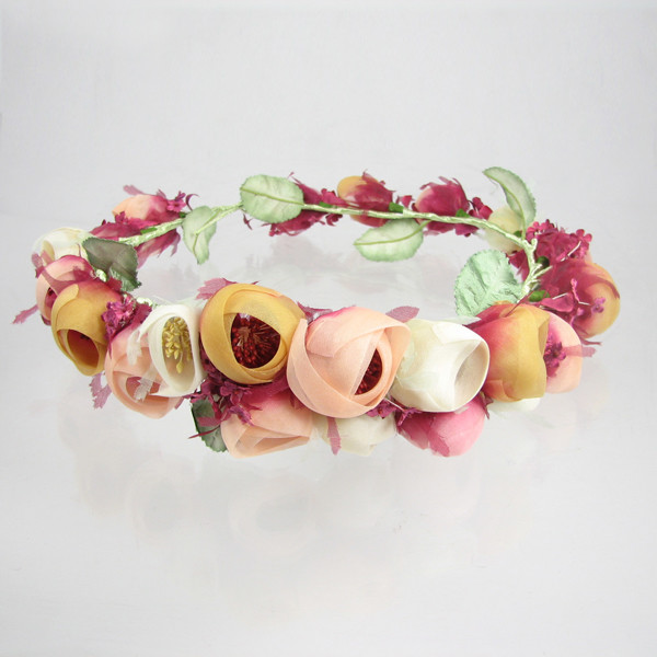 Silk Rosebud Headband/Wreath