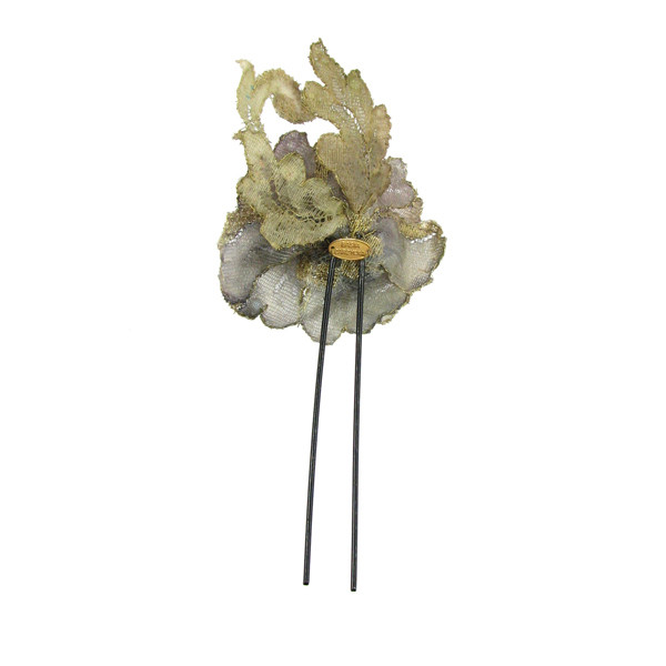 Green and Grey floral Lace Hairpin