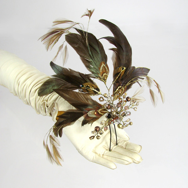 Dark Feather, Wirework and bead Hairpin Fascinator