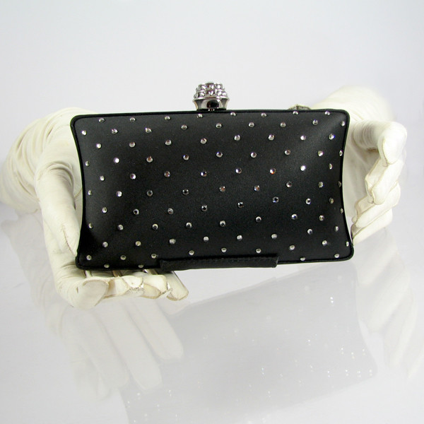 Black Clutch Bag with Swarofski crystals