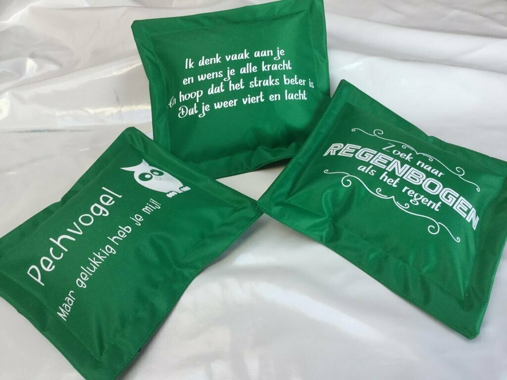 Kussentje als kleine attentie - Groen (personaliseerbaar)