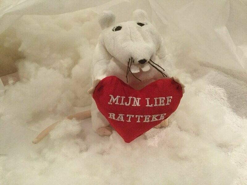 Knuffel 'Mijn lief ratje' (personaliseerbaar)