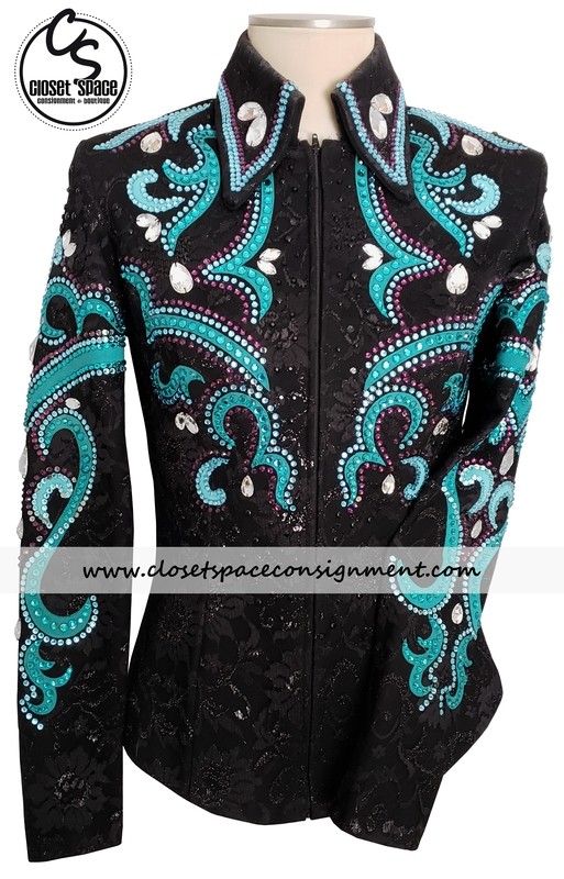 'Custom Couture' Black, Turquoise & Purple Jacket 'Custom Couture' Black, Turquoise & Purple Jacket