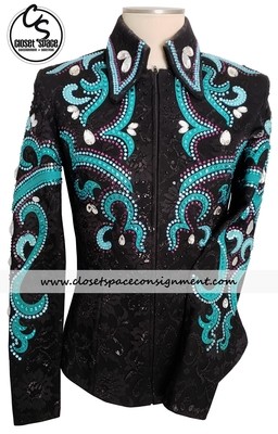 ​'Custom Couture' Black, Turquoise & Purple Jacket