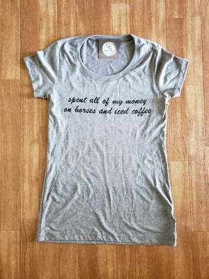 'Horses and Iced Coffee' Gray Tee 'Horses and Iced Coffee' Gray Tee