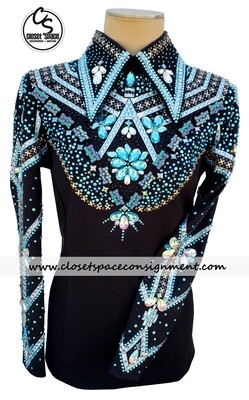 Black, Silver & Teal Horsemanship Top & Pants Black, Silver & Teal Horsemanship Top & Pants