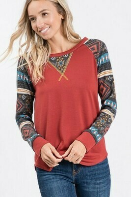 Brick & Charcoal Aztec Long Sleeve Brick & Charcoal Aztec Long Sleeve