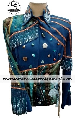 'Totally Outfitted' Turquoise Fringe Jacket 'Totally Outfitted' Turquoise Fringe Jacket