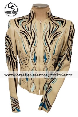 'Paula's' Tan, Turquoise, Bronze & Black Leather Jacket 'Paula's' Tan, Turquoise, Bronze & Black Leather Jacket