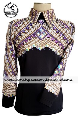 'Wicked Crystals by Christie' Black, White, Gold & Purple Top - NEW 'Wicked Crystals by Christie' Black, White, Gold & Purple Top - NEW