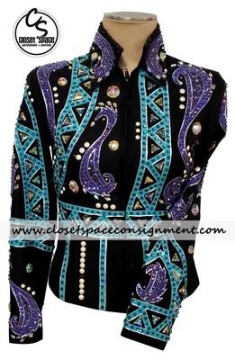 ​'The Ultimate by Jean' Black, Turquoise & Purple Jacket