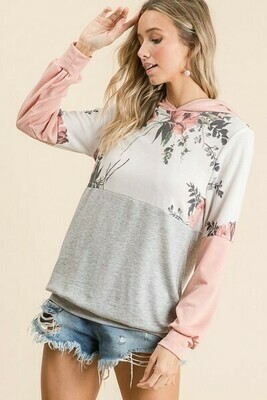 Blush, Gray & Ivory Floral Hoodie Blush, Gray & Ivory Floral Hoodie