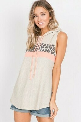 Oatmeal & Neon Coral Leopard Tank Oatmeal & Neon Coral Leopard Tank