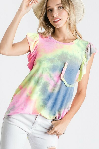 Navy, Yellow & Pink Tie-Dye Tee Navy, Yellow & Pink Tie-Dye Tee