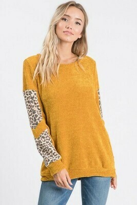 Mustard & Leopard Velvet Sweater Mustard & Leopard Velvet Sweater