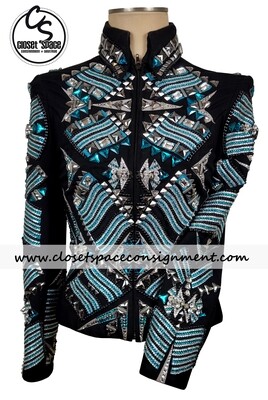 'Just Pam' Black, Turquoise & Silver Jacket 'Just Pam' Black, Turquoise & Silver Jacket